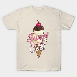 Sweet and cool ice cream cone with pink T-Shirt